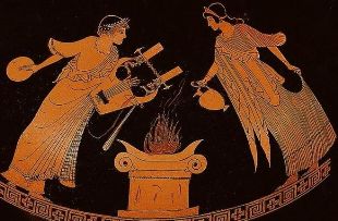 Apollo and Artemis sacrificing