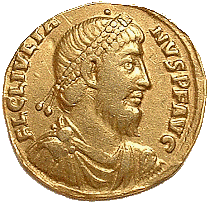 moneta con l'effige di Giuliano Imperatore